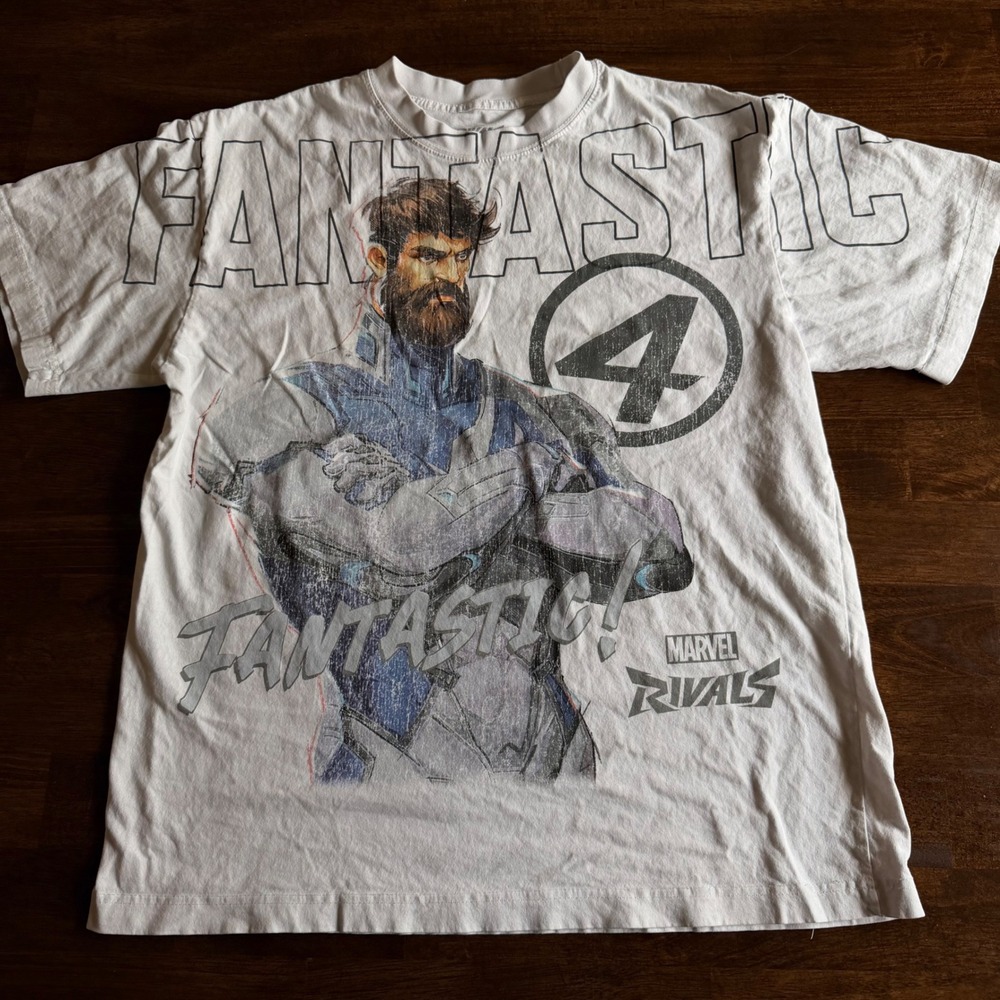 Marvel Rivals Fantastic Four Mister Fantastic Graphic T-Shirt White Mens Large
